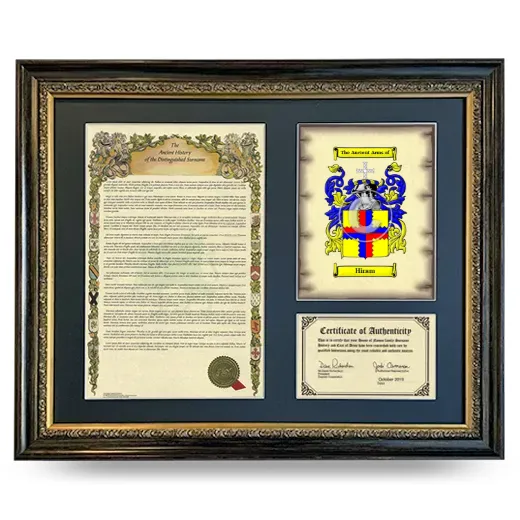 Hiram Framed Surname History and Coat of Arms- Heirloom
