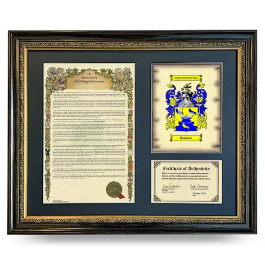 Hodson Framed Surname History and Coat of Arms- Heirloom
