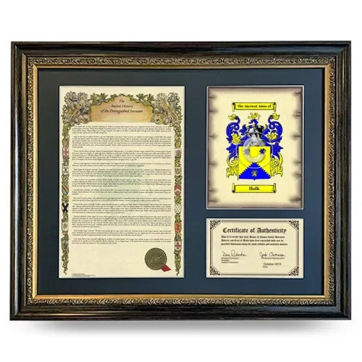 Holk Framed Surname History and Coat of Arms- Heirloom