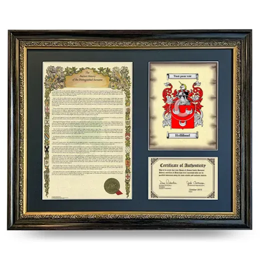 Hollifand Framed Surname History and Coat of Arms- Heirloom