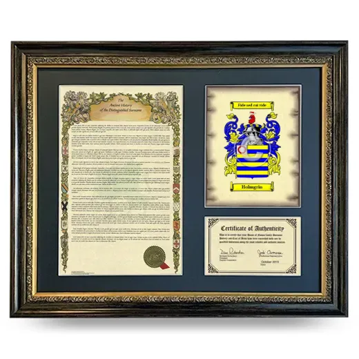 Holmgrin Framed Surname History and Coat of Arms- Heirloom