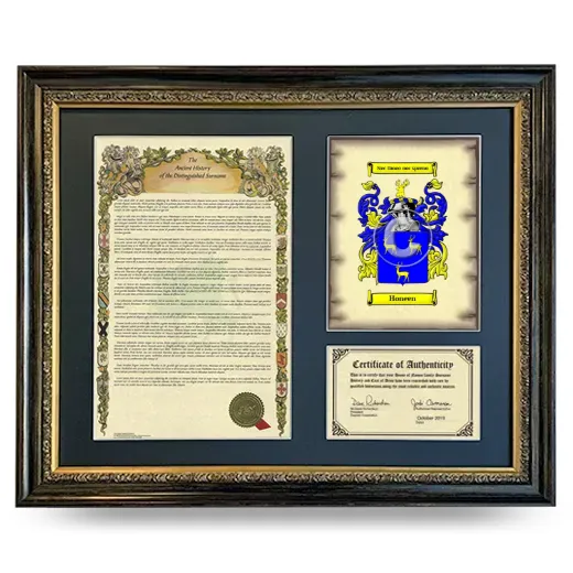 Honeen Framed Surname History and Coat of Arms- Heirloom