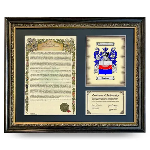 Horbury Framed Surname History and Coat of Arms- Heirloom