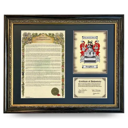 Houghlant Framed Surname History and Coat of Arms- Heirloom