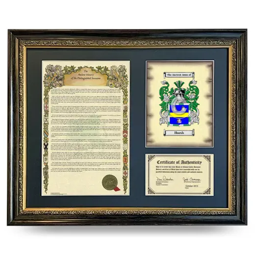 Hursh Framed Surname History and Coat of Arms- Heirloom