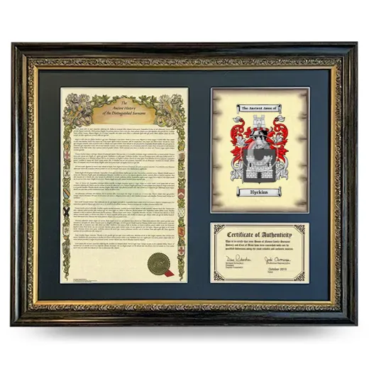 Hyckins Framed Surname History and Coat of Arms- Heirloom