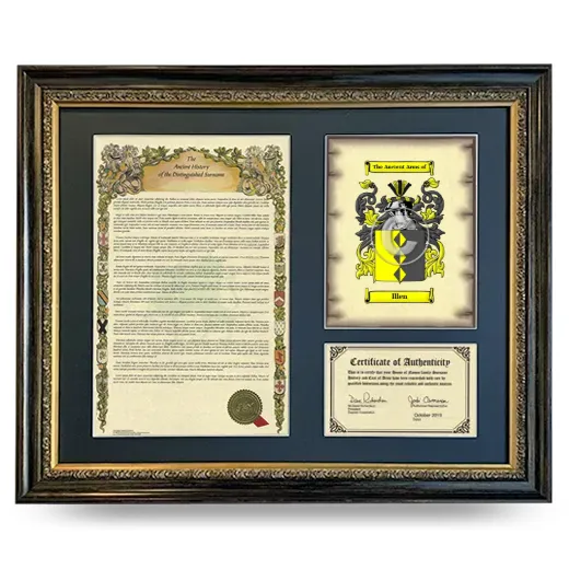 Illen Framed Surname History and Coat of Arms- Heirloom