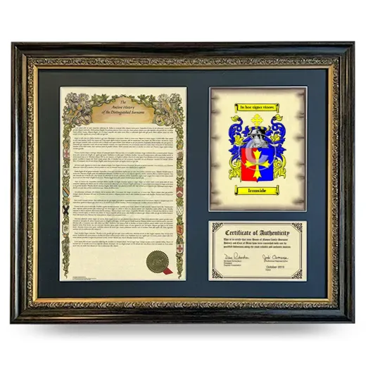 Ironside Framed Surname History and Coat of Arms- Heirloom