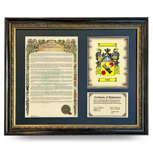 Jaegl Framed Surname History and Coat of Arms- Heirloom