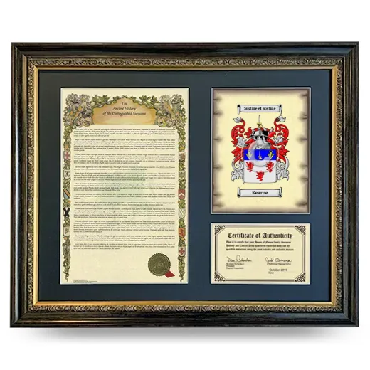 Kearne Framed Surname History and Coat of Arms- Heirloom