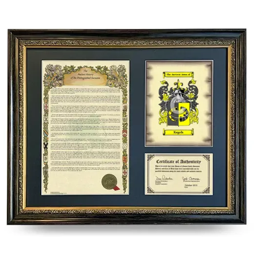 Kegels Framed Surname History and Coat of Arms- Heirloom