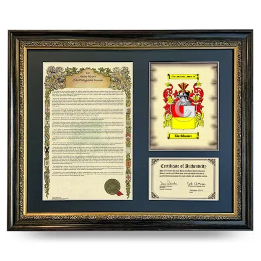 Kirchbauer Framed Surname History and Coat of Arms- Heirloom