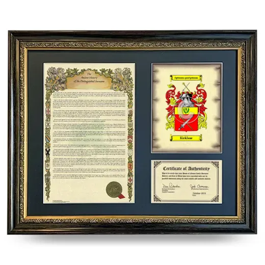 Kirkhoe Framed Surname History and Coat of Arms- Heirloom