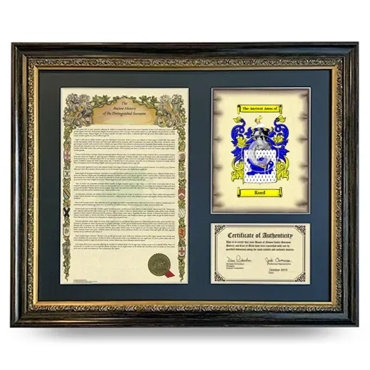 Kord Framed Surname History and Coat of Arms- Heirloom