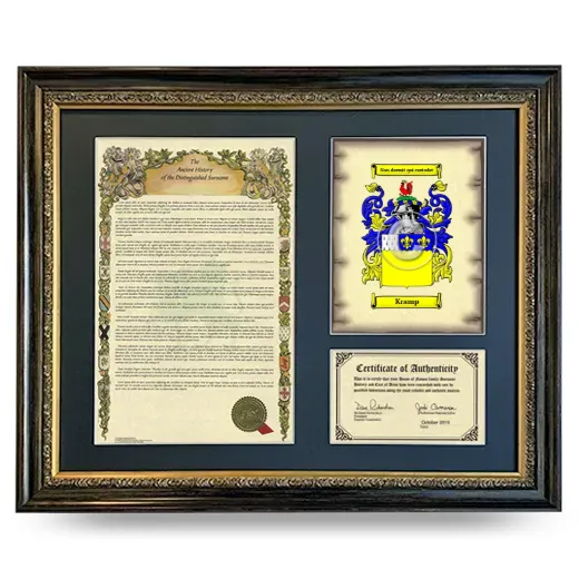 Kramp Framed Surname History and Coat of Arms- Heirloom