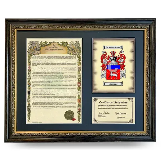 Lévesque Framed Surname History and Coat of Arms- Heirloom