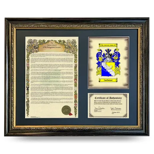 Lachenai Framed Surname History and Coat of Arms- Heirloom
