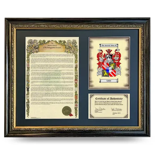 Leist Framed Surname History and Coat of Arms- Heirloom