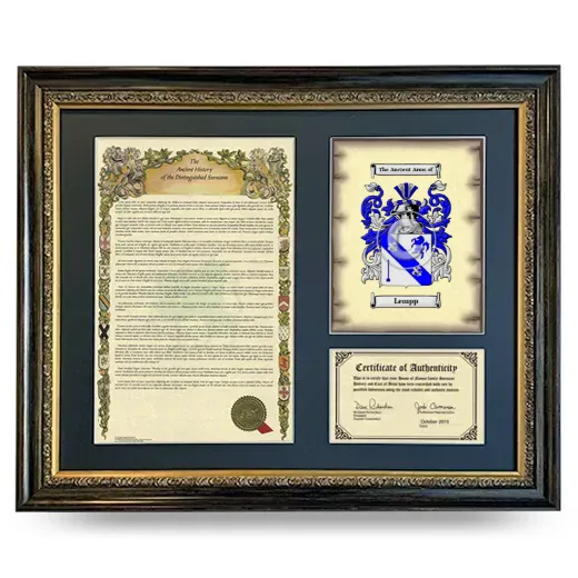 Lempp Framed Surname History and Coat of Arms- Heirloom