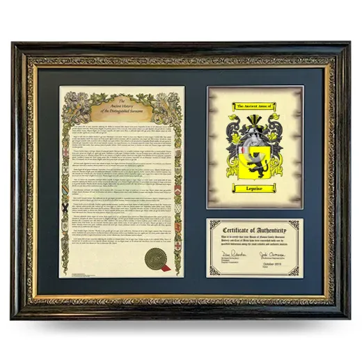 Leprise Framed Surname History and Coat of Arms- Heirloom