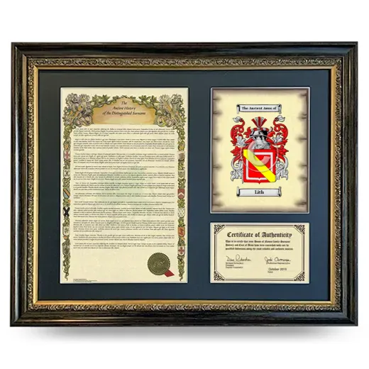 Lith Framed Surname History and Coat of Arms- Heirloom