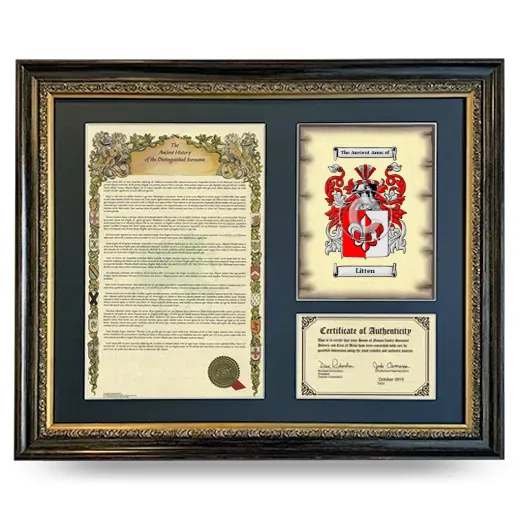 Litten Framed Surname History and Coat of Arms- Heirloom