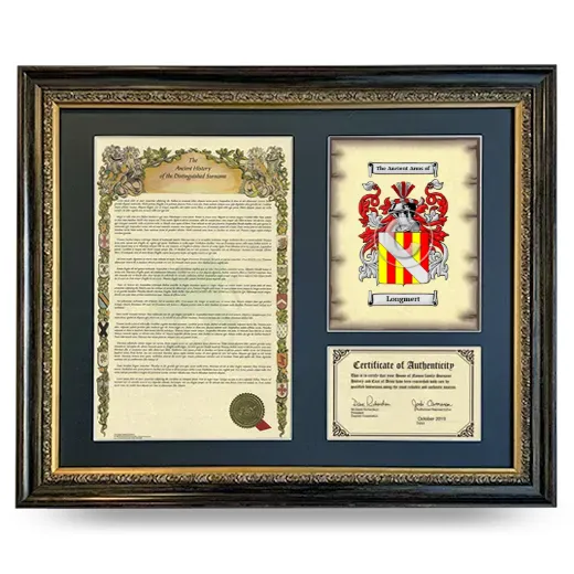 Longmert Framed Surname History and Coat of Arms- Heirloom