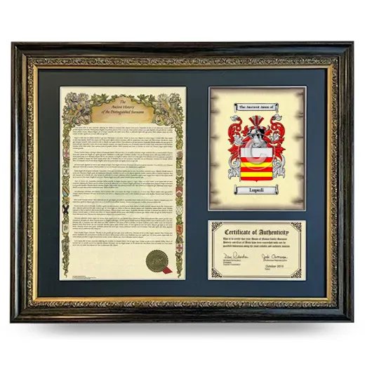Lupuli Framed Surname History and Coat of Arms- Heirloom