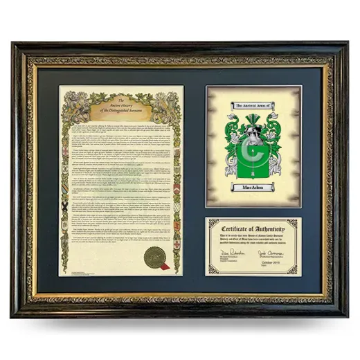 MacAdon Framed Surname History and Coat of Arms- Heirloom