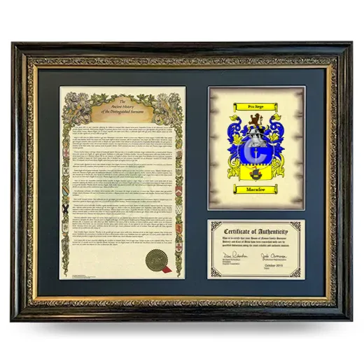 MacAfee Framed Surname History and Coat of Arms- Heirloom