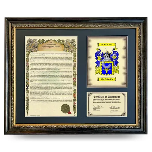 MacCoinnich Framed Surname History and Coat of Arms- Heirloom
