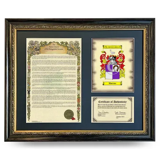 Maccoo Framed Surname History and Coat of Arms- Heirloom