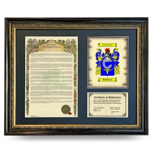 MacKinzee Framed Surname History and Coat of Arms- Heirloom
