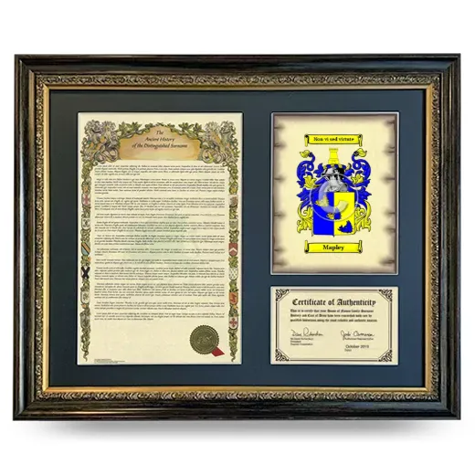 Mapley Framed Surname History and Coat of Arms- Heirloom