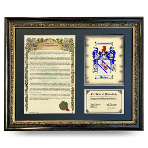 Marchen Framed Surname History and Coat of Arms- Heirloom