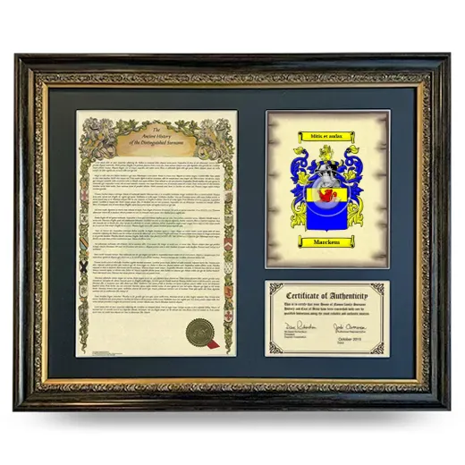 Marckem Framed Surname History and Coat of Arms- Heirloom