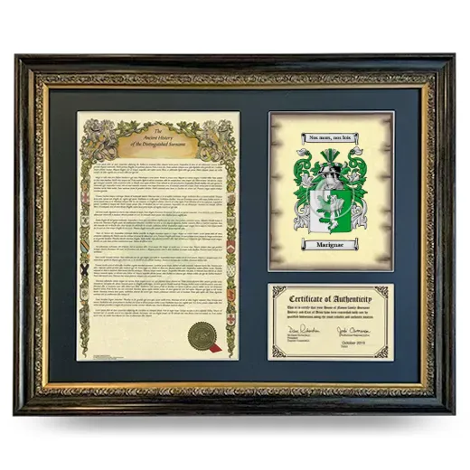 Marignac Framed Surname History and Coat of Arms- Heirloom