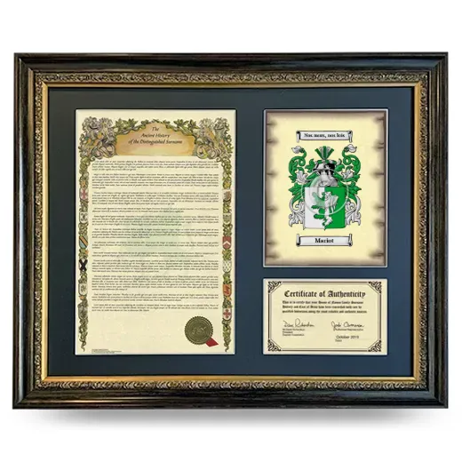 Mariot Framed Surname History and Coat of Arms- Heirloom