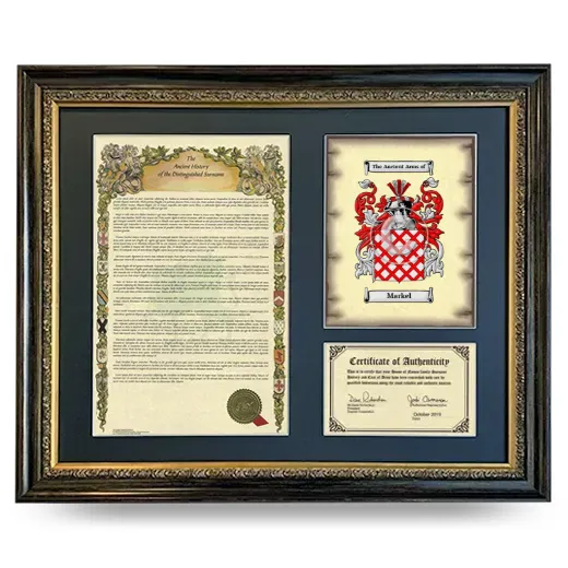 Markel Framed Surname History and Coat of Arms- Heirloom