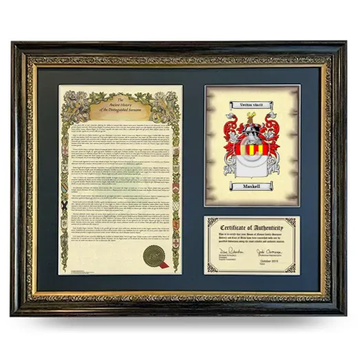 Maskell Framed Surname History and Coat of Arms- Heirloom