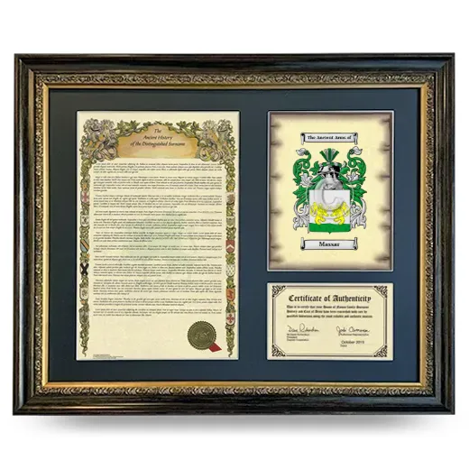 Massar Framed Surname History and Coat of Arms- Heirloom