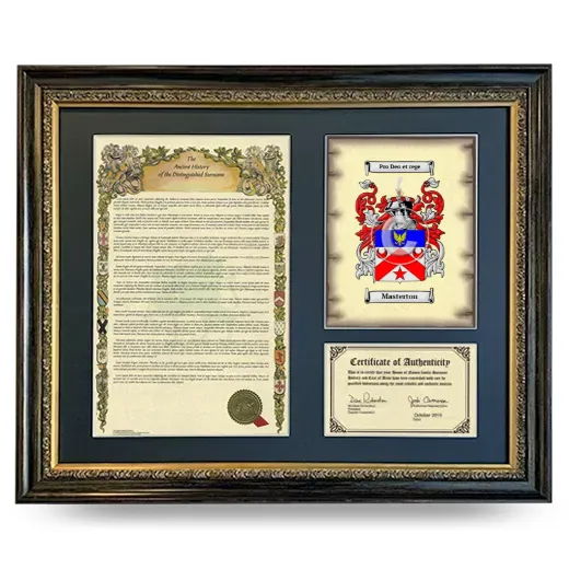 Masterton Framed Surname History and Coat of Arms- Heirloom