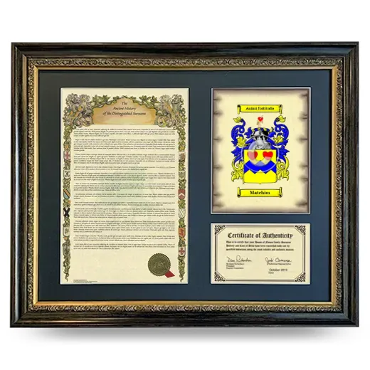 Matchim Framed Surname History and Coat of Arms- Heirloom