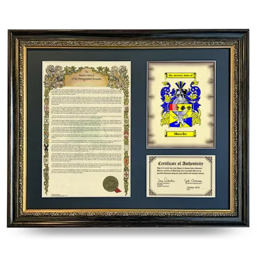 Maucler Framed Surname History and Coat of Arms- Heirloom