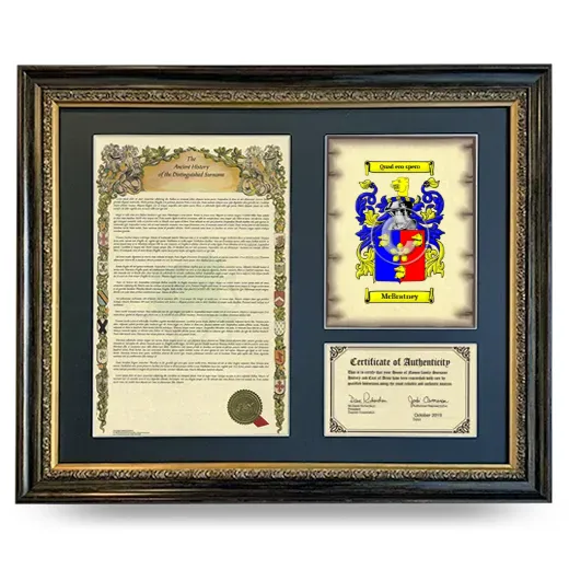 McBratney Framed Surname History and Coat of Arms- Heirloom