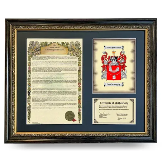 McConaughy Framed Surname History and Coat of Arms- Heirloom