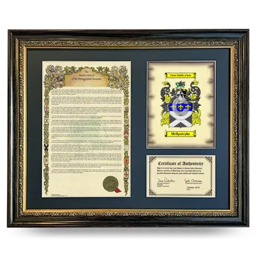 McIlpatryke Framed Surname History and Coat of Arms- Heirloom