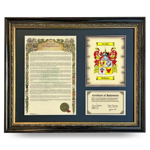 McIntyre Framed Surname History and Coat of Arms- Heirloom