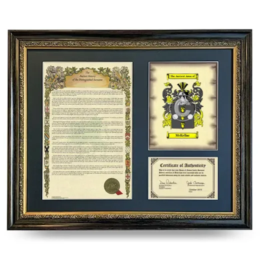 McKellar Framed Surname History and Coat of Arms- Heirloom