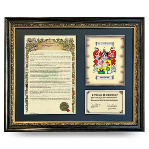 McKessick Framed Surname History and Coat of Arms- Heirloom